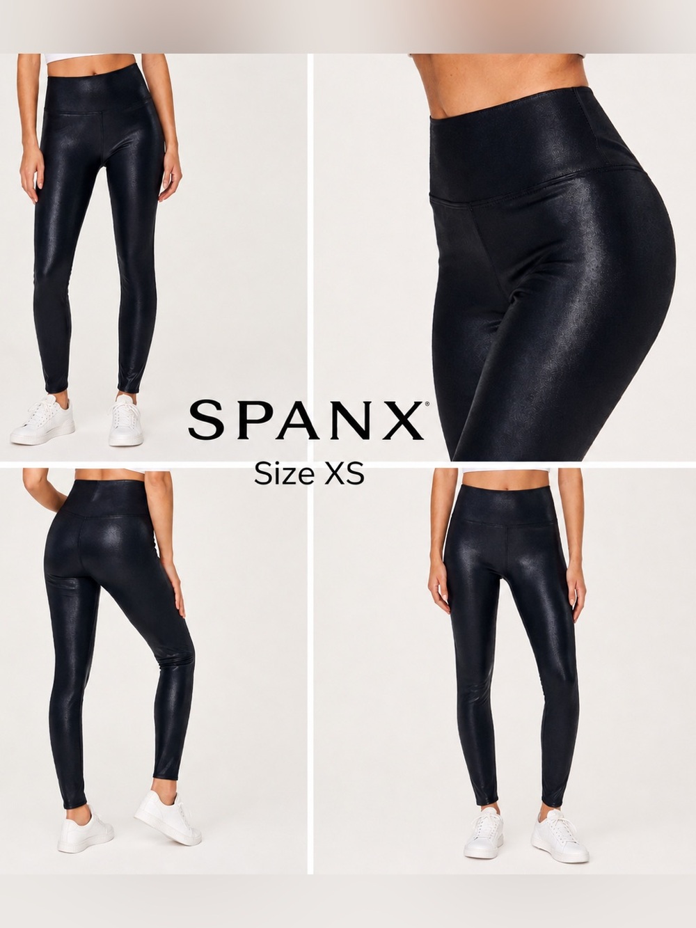 SPANX Faux Leather Leggings Black High Rise XS Shaping Skinny Pants